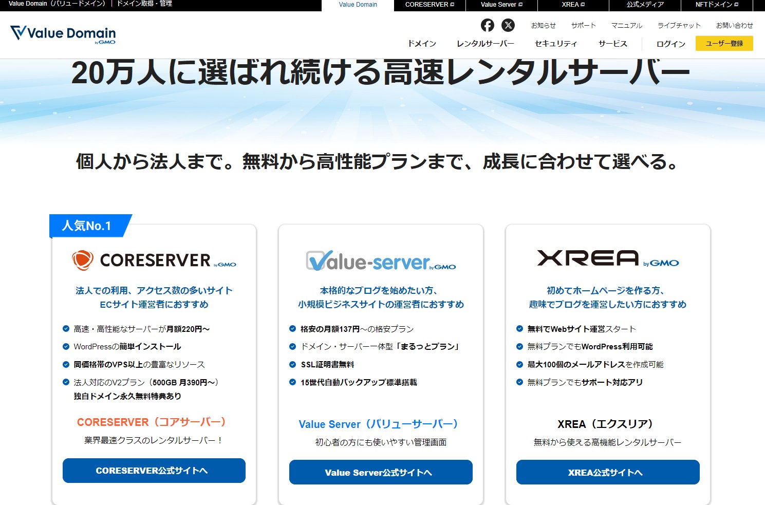 バリュードメインサーバーの解説